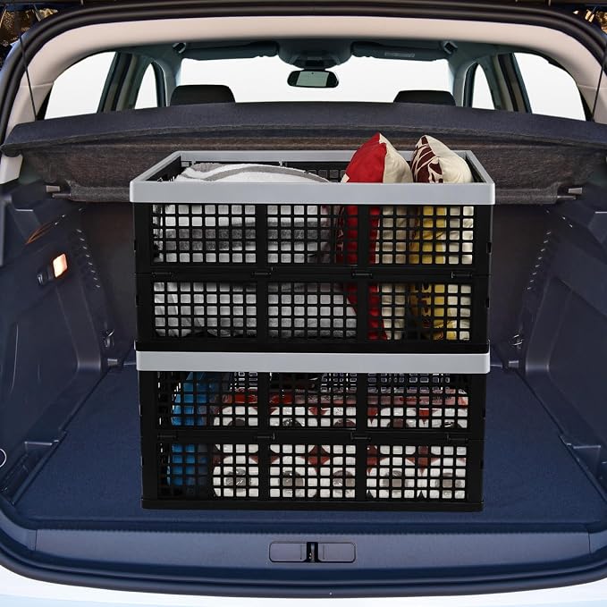 3-Pack Large Plastic Folding Storage Crates, 66 L Collapsible Storage Crates - Image 6