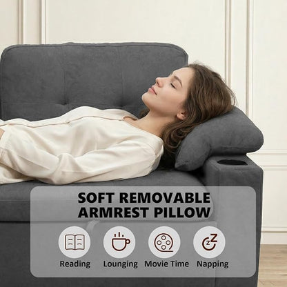 93" L Shaped Sleeper Sofa Bed, Pull Out Sectional Couch - Image 7