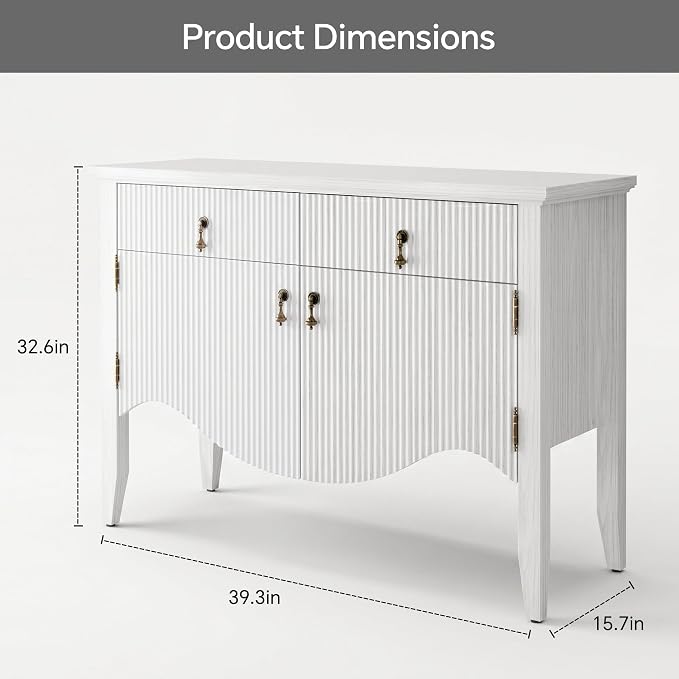 FUSUNBAO 40" Fluted Buffet Cabinet, Sideboard Credenza - Image 2