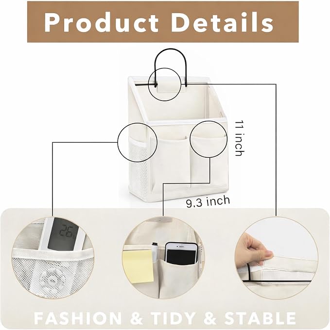 Kanrichu 2pcs Wall Hanging Organizer Bag, Linen Fabric Door Hanging Storage - Image 2