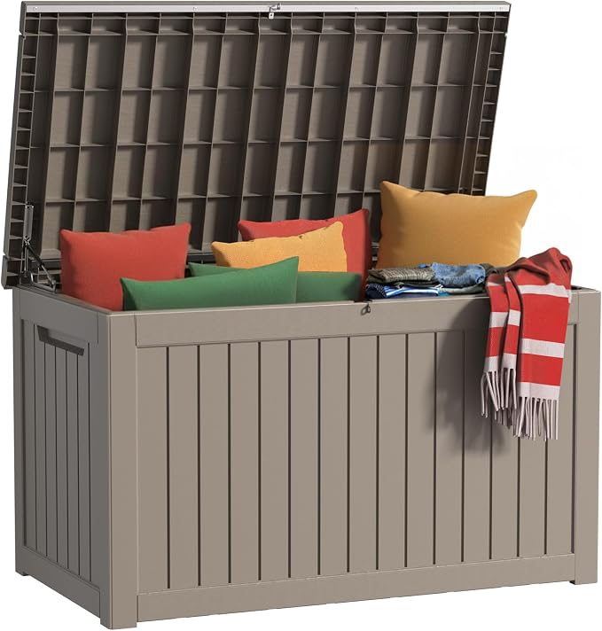 EasyUp 280 Gallon Outdoor Storage Box Waterproof, UV Resistant Resin Deck Box by EASYUP