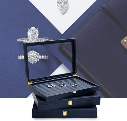 Oirlv Premium Blue Leather 24 Grid Jewelry Tray - Image 4