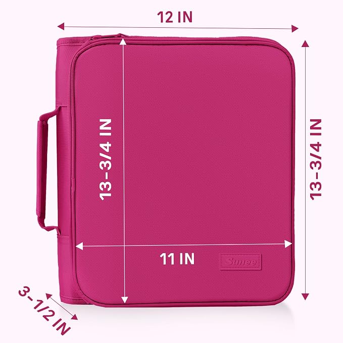 SUNEE Zippered Binder Bag with Handle, 2-Inch 3-Ring O-Ring, 500-Sheet Capacity - Image 6