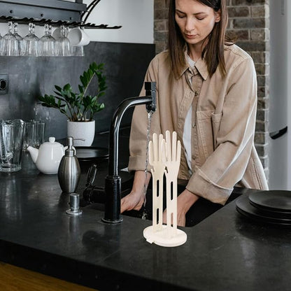 Kitchen Glove Holder with Drain Storage Rack and Water Collection Base - Image 3