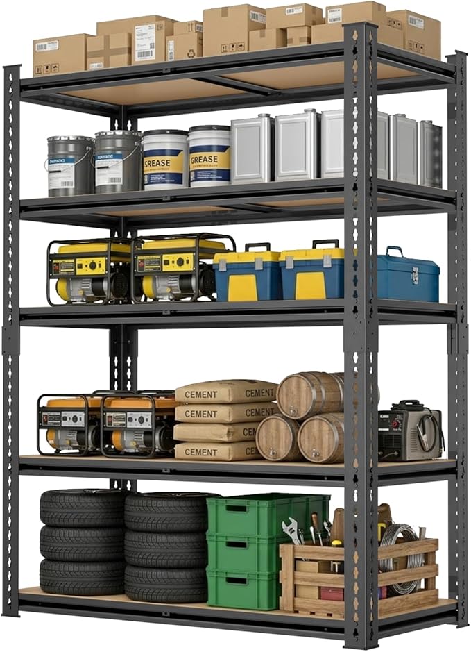 5 Tier Garage Shelving, Adjustable Heavy Duty Garage Shelves | 72 "H Metal by Unknown