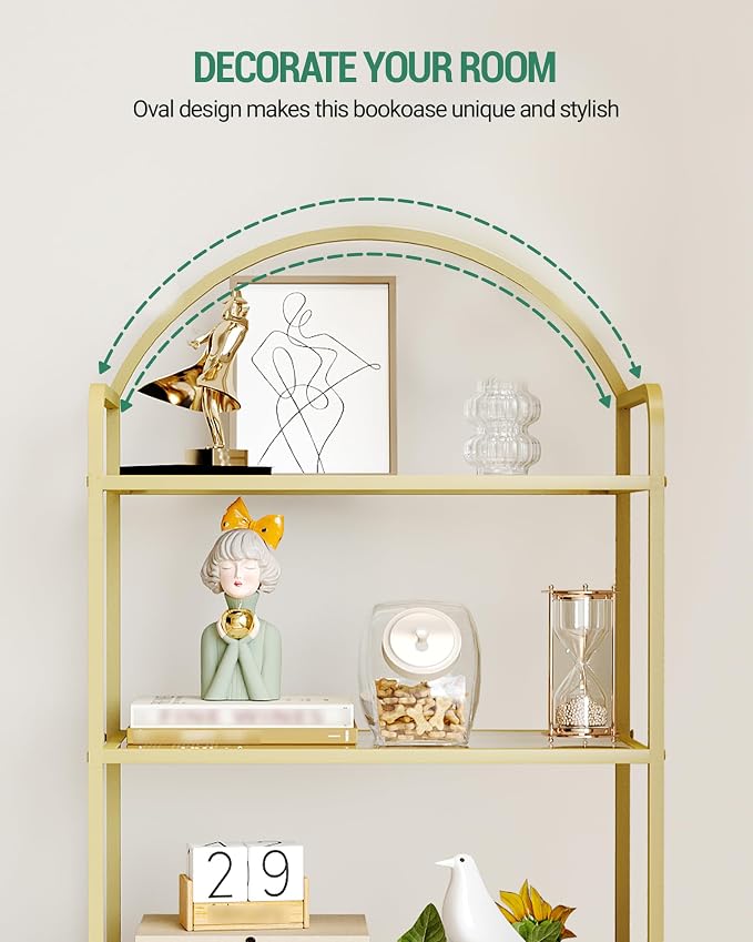 Hzuaneri Bookcase Bookshelf, Tempered Glass Bookshelves | Slim Shelving Unit - Image 5
