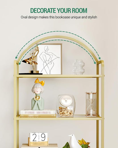 Hzuaneri Bookcase Bookshelf, Tempered Glass Bookshelves | Slim Shelving Unit - Image 5