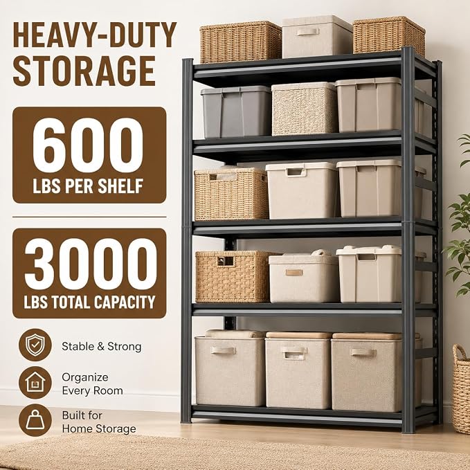 Heavy Duty Metal Bookshelf Adjustable Storage Shelving Unit - Image 4