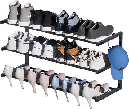 Wall Mounted Shoe Rack, 3 Tier Hanging Shoe Rack Holds 12 Pairs, Space Saving by HomeOrganizerandStorage