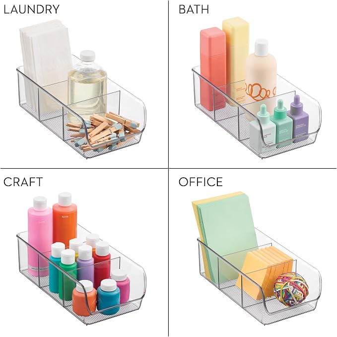 iDesign Stackable 3-Section Divided Storage Bin, - Image 7