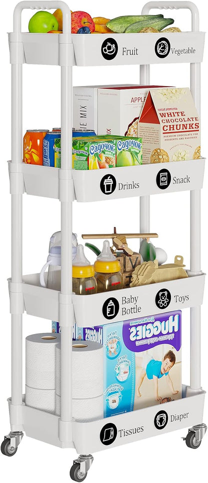 Laiensia 4-Tier Storage Carts, Mobile Shelving Unit Cart - Image 2