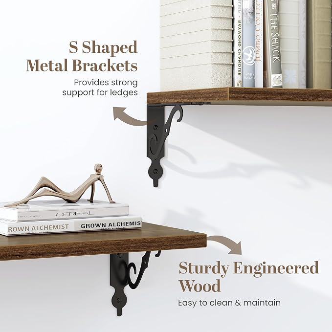 36 Inches Floating Shelves, Rustic Long Wall Shelves, 8 Inch Deep Book Shelf - Image 4