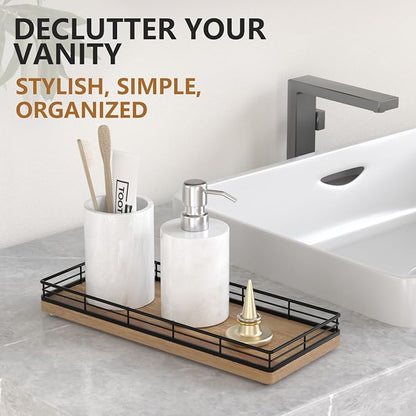Bathroom Tray for Counter Top Organizer – Acacia Wood Vanity Tray - Image 3