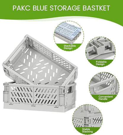 4-Pack Small Pastel Plastic Storage Baskets, Collapsible Crates - Image 2