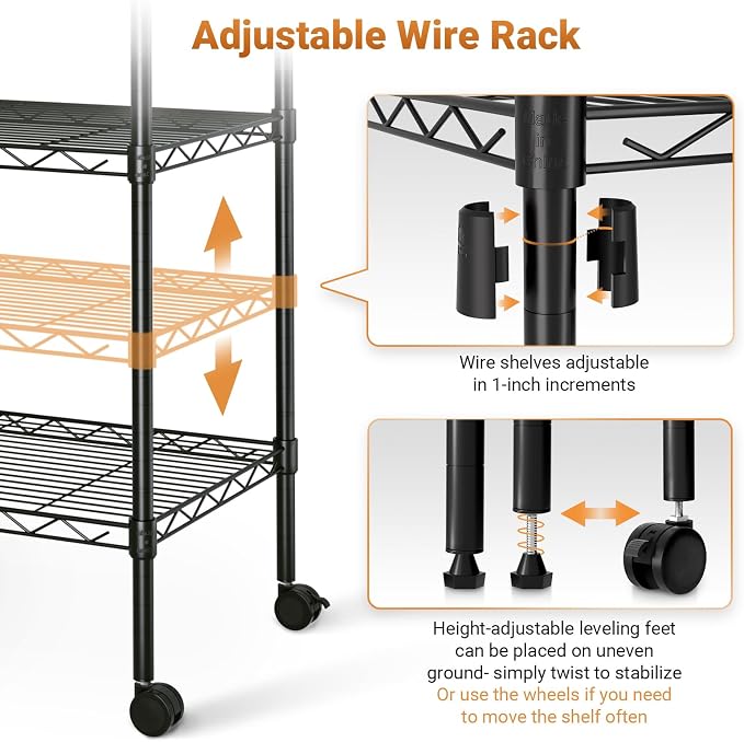 HealSmart Heavy Duty 5-Shelf Storage Shelving Unit, 1250lbs Loading Capacity - Image 5