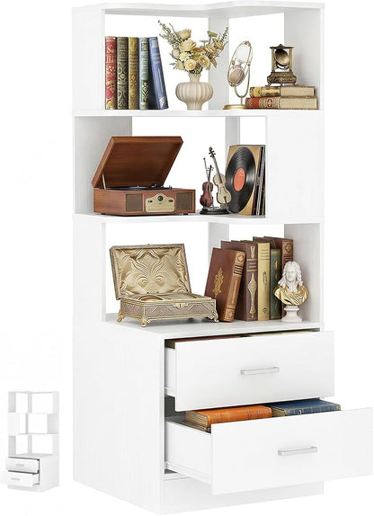 Armocity Corner Bookshelf with Drawers, Small Corner Shelf with Drawers | L by Armocity