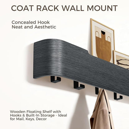 Wall Coat Rack Floating Shelves Modern Coat Rack Wall Mount - Image 4