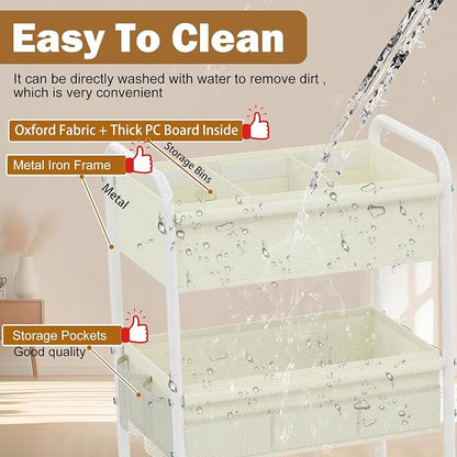 3-Tier Baby Diaper Caddy Cart Organizer, Mobile Nursery Storage Carts - Image 8