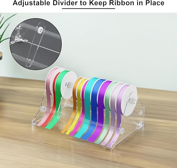 Homakover Acrylic Ribbon Storage Organizer, Wall Mounted or Desk Top, 2-Layer - Image 5