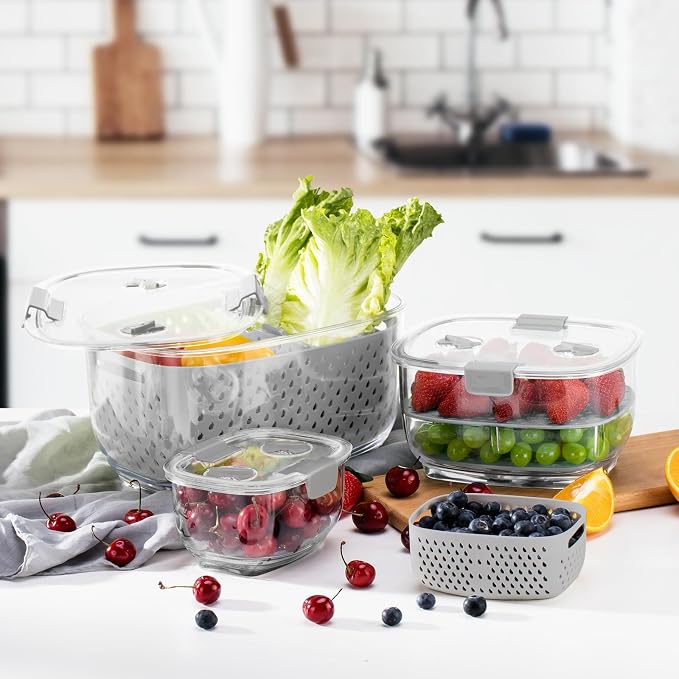 LUXEAR Fresh Produce Vegetable Fruit Storage Containers 3Piece Set, BPA-free - Image 7