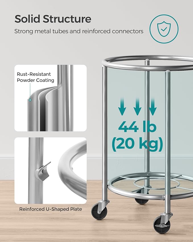 SONGMICS Laundry Basket, Rolling Steel Frame - Image 7