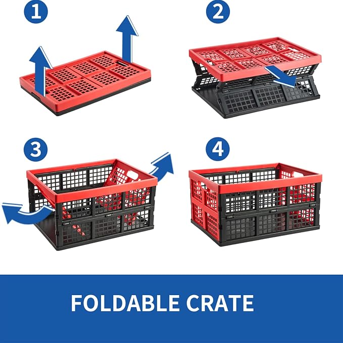 3-Pack Plastic Collapsible Storage Crates-30L, Foldable Plastic Crates - Image 4