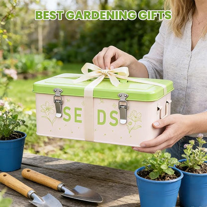Seed Storage Organizer with Lid, Metal Seed Bin Seed Packet Container with 100 - Image 6