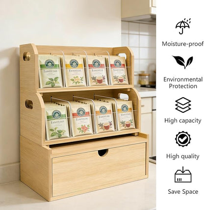3-Layer Stackable Bamboo Tea Bag Organizer - Image 7