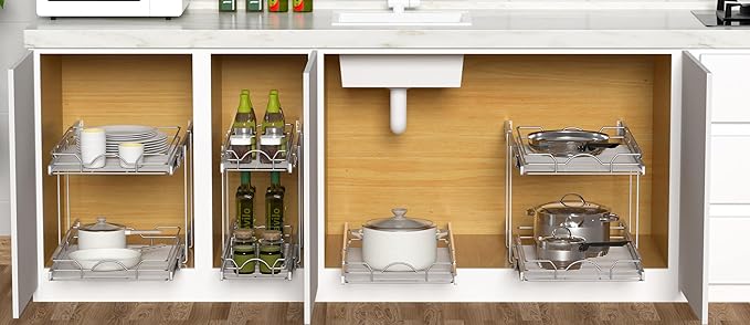 OCG 2 Tier Pull Out Cabinet Organizer, Pull Out Drawers - Image 8