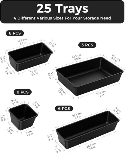 BiuLeon 25 PCS Plastic Drawer Organizers Set, 4-Sizes Vanity and Makeup - Image 2
