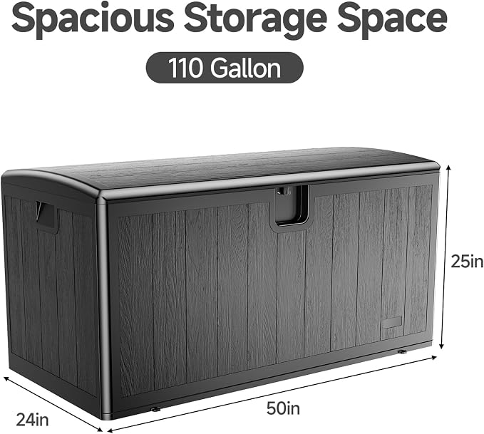 JEKO&JEKO 110 Gallon Outdoor Storage Box, Large Plastic Deck Box - Image 2