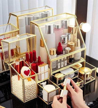Hersoo Luxury Stackable Glass Cosmetic Organizer 3-Piece Set-Durable, Premium - Image 6