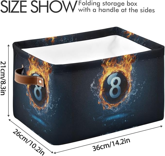 Billiard Ball with The Number 8 Storage Bins Box Foldable Shelf Basket - Image 3