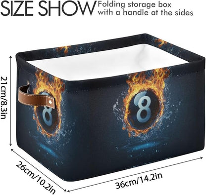 Billiard Ball with The Number 8 Storage Bins Box Foldable Shelf Basket - Image 3