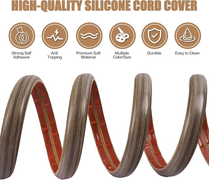 Floor Cord Cover Self Adhesive Cord Hider, 10FT Cable Management, Extension - Image 3