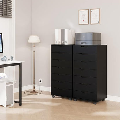 Panana 7 Drawer Mobile File Cabinet, Wooden Under Desk Storage - Image 2