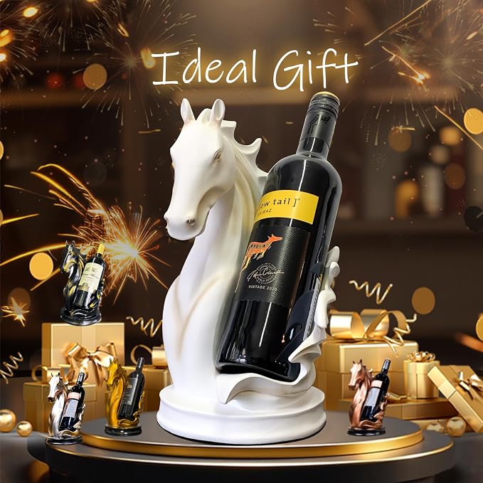 Wine Bottle Holder Wine Racks Tabletop Horse Statue as Home Kitchen Wine Cellar - Image 7