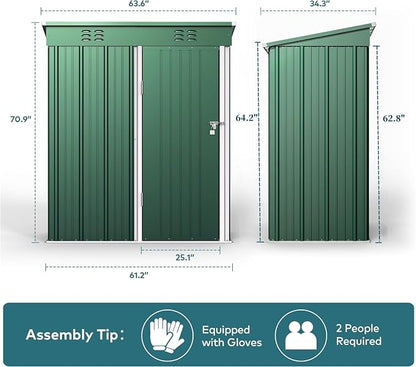 Gizoon 5' x 3'Outdoor Storage Shed - Image 8