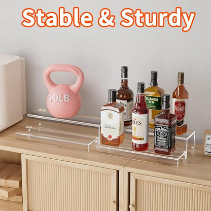 JUESHA 2 Tier Liquor Bottle Display Shelf, Step Alcohol Bottle Organizer - Image 5