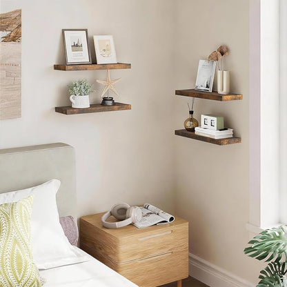 BAYKA Floating Shelves for Wall, 15.7in Wall Mounted Rustic Wood Shelves for - Image 5