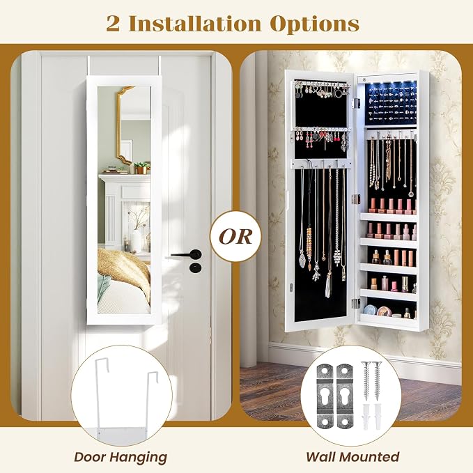 Giantex Wall or Door Mounted Jewelry Cabinet - Image 5