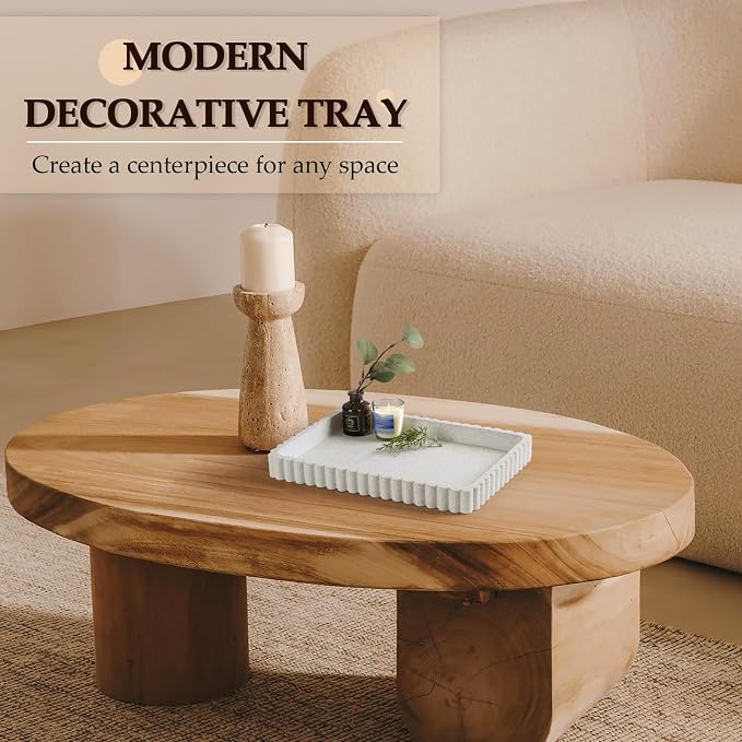 Concrete Decorative Tray for Coffee Table Decor, Rectangular Modern Decorative - Image 3