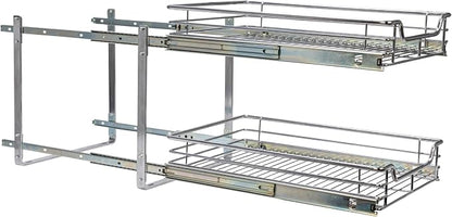 Household Essentials Chrome-Plated Steel Dual-Tier Slide-Out Organizer - Image 9