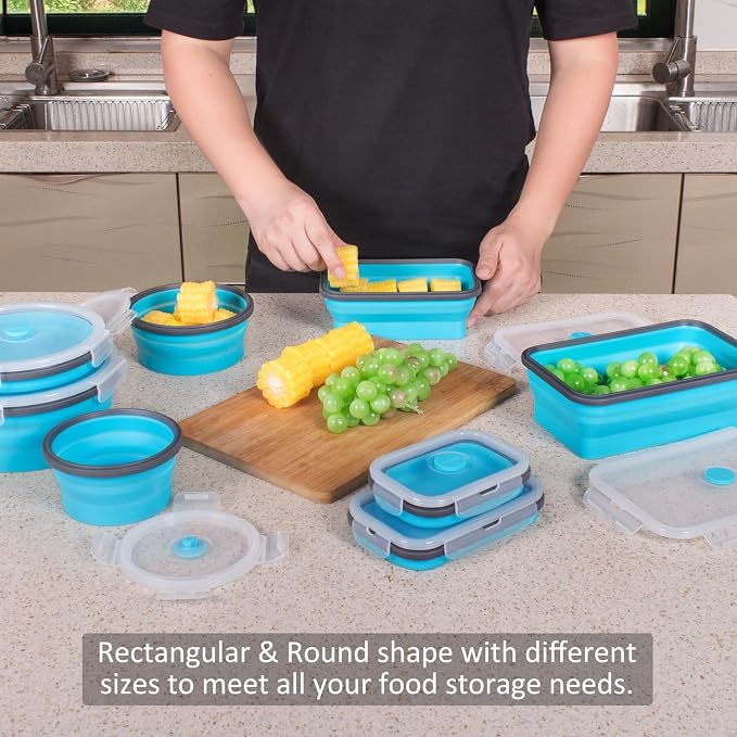 8 Pack Collapsible Food Storage Containers - Image 2