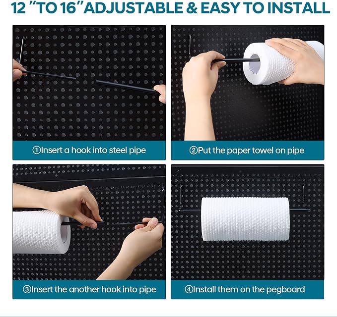246PCS Pegboard Accessories Organizer Kit, Includes Pegboard Hooks, Paper Towel - Image 6