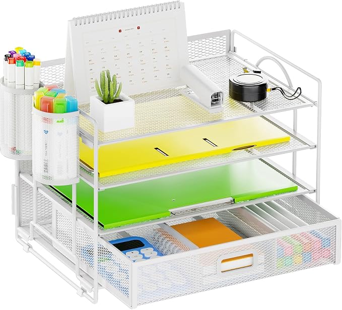 Marbrasse Desk Organizer and Accessories4-Tier Paper File Letter Tray by Marbrasse