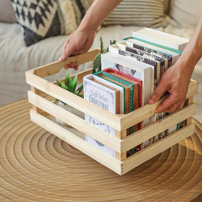 Large Wooden Crates Unfinished Set of 4 Storage Crates, Decorative Wood Storage - Image 7