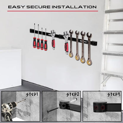 SEDY 7-Piece 12" Magnetic Tool Holder Storage Organizer, Garage Wall Mount Rack - Image 4
