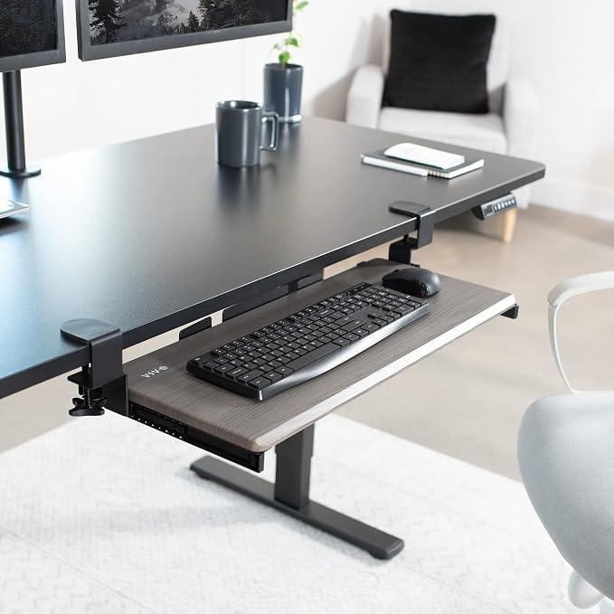 VIVO Large Clamp-on Computer Keyboard and Mouse Under Desk Slider Tray - Image 9