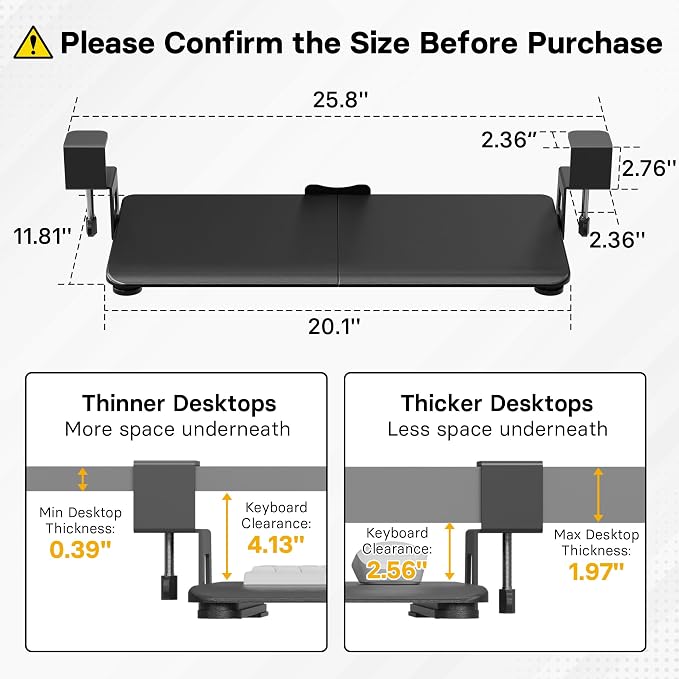 BONTEC KMT01-PJ Under Desk Keyboard Tray, Pull-Out Keyboard & Mouse Platform - Image 2